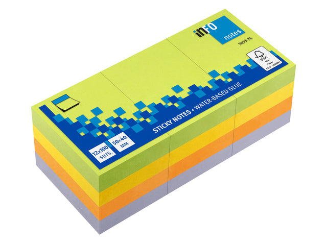 Info Notizen 50x40mm assorti Federpaket a 12 Blok