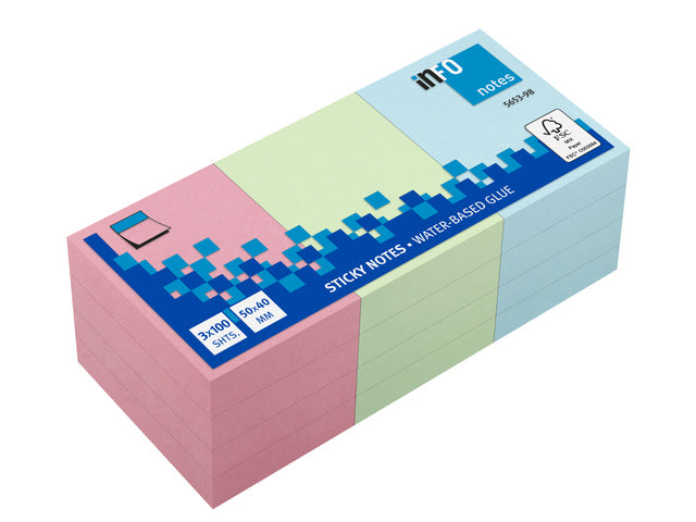 Info-Notizen 50x40mm sortierte Pastellpackung mit 12 Blöcken