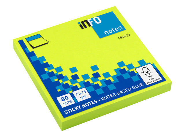 Info Notizen 75 x 75 mm großer grüner Block mit 80 mm Breite