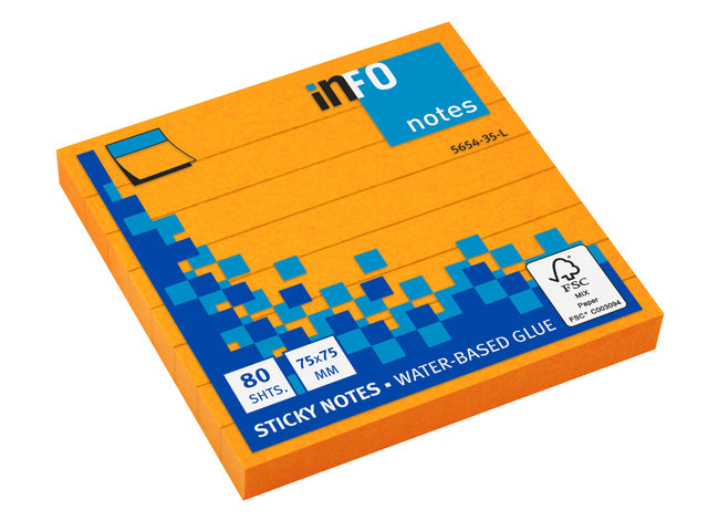 Info Hinweise: 75 x 75 mm großer gelber Block mit 80 mm Breite