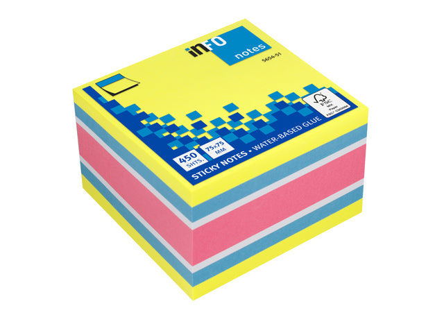 Info Notizen 75 x 75 mm bunt gemischter Block mit 450 mm Breite