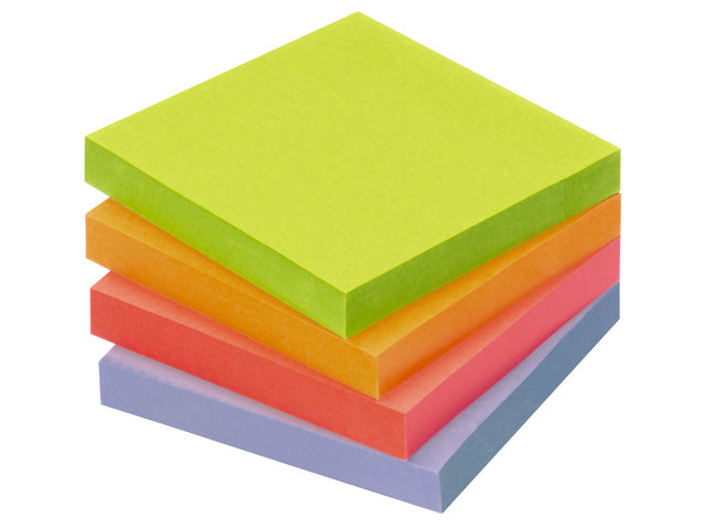 Info-Notizen, 75 x 75 mm, 16 x 100 Blätter, 4 Farben, blauer Engel, Verpackung.