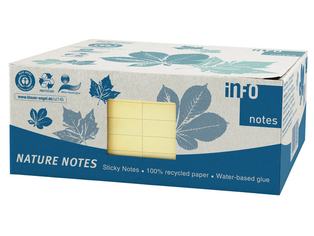 Info Notizen 125x75mm gelb recycelte Kartons pro 12 Blöcke