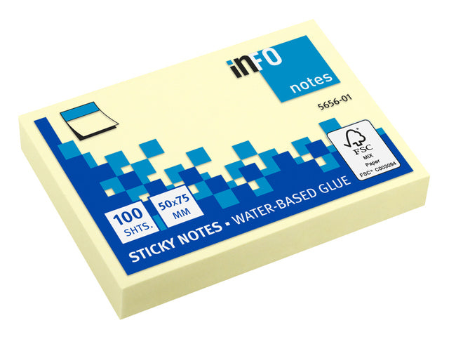 Info Notizen 50x75mm Gelblock a 100 Vel
