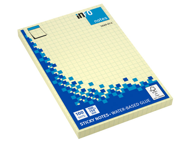 Info Notizen 100x150mm gelber Block mit 100 Vel
