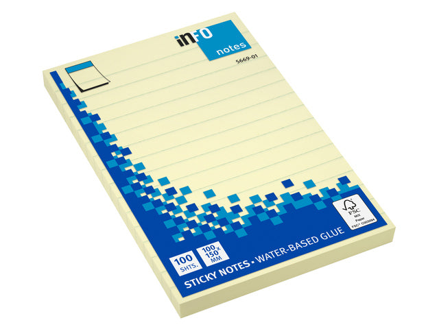 Info Notizen 100x150mm gelb gelinieter Block a 100 Vel