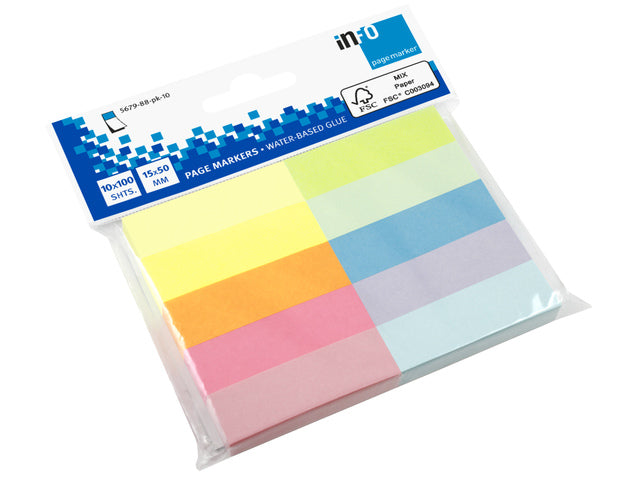 Infopagina Markerpapier 10x15x50mm, 10 kleuren.