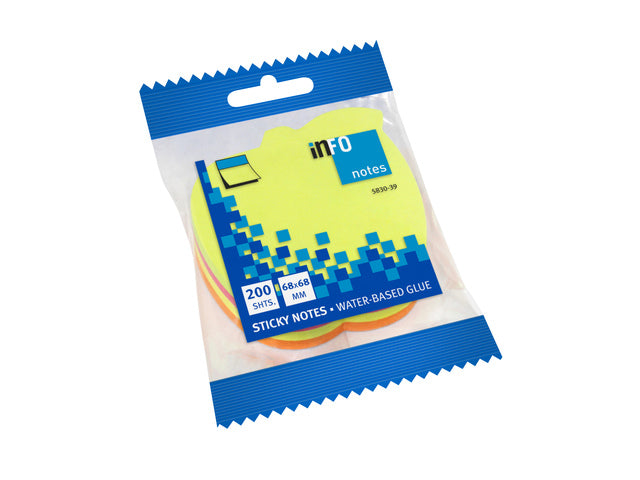 Infovormige sticky notes 70x70 appel assorti 200 vel