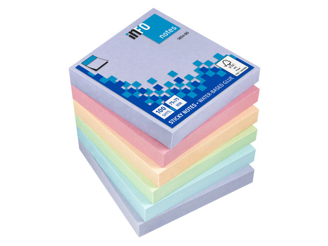 Info Opmerkingen 75x75mm assorti harmonie pak a 6 blok