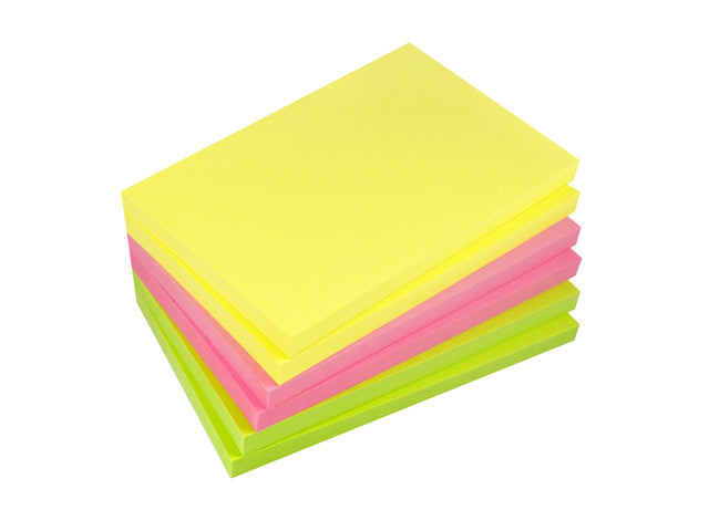 Info Notizen 125 x 75 mm, verschiedene Farben, Packung mit 6 Blöcken
