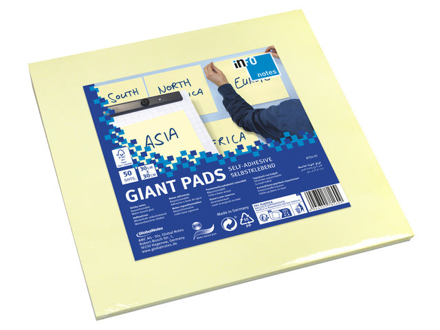 Info-Notizen 300x300mm Giant Pad gelber Block mit 50 Blättern