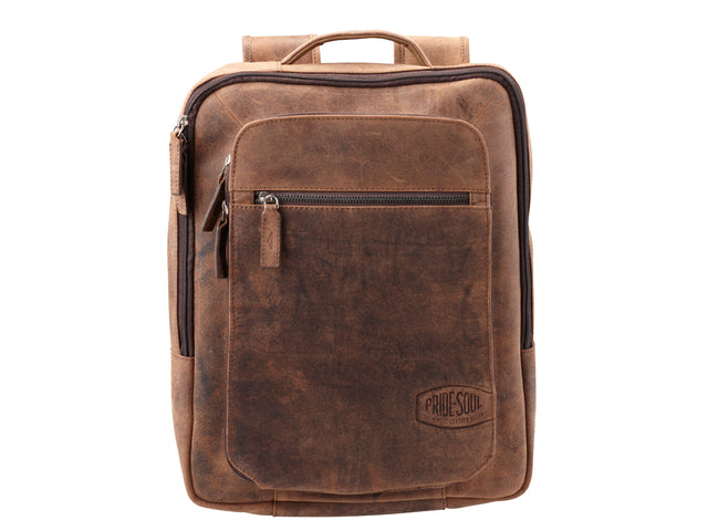 Laptop-Rucksack Pride and Soul JESTER. Bruin grinsend.