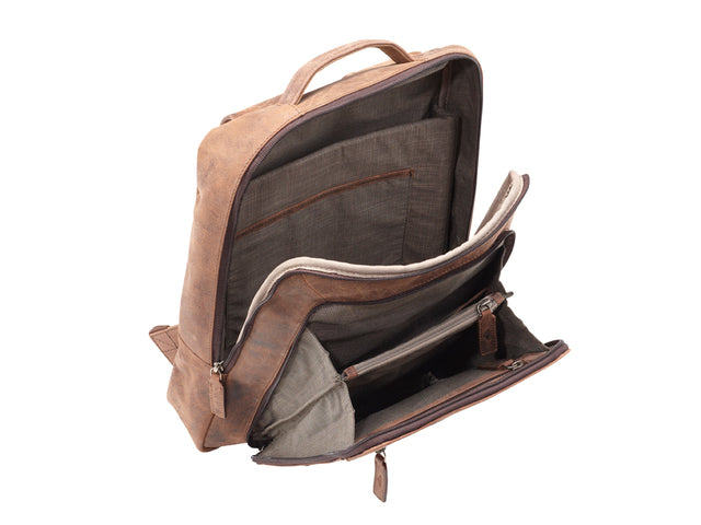 Laptop-Rucksack Pride and Soul JESTER. Bruin grinsend.