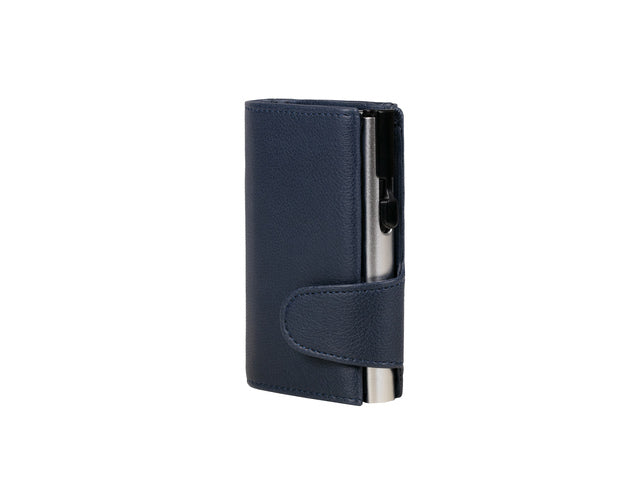 Pasjeshouder Clicksafe Kunstleder Blau/Silber RFID