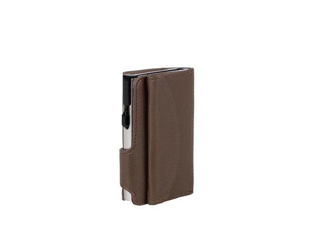 Pasjeshouder Clicksafe Kunstleder Braun/Silber RFID