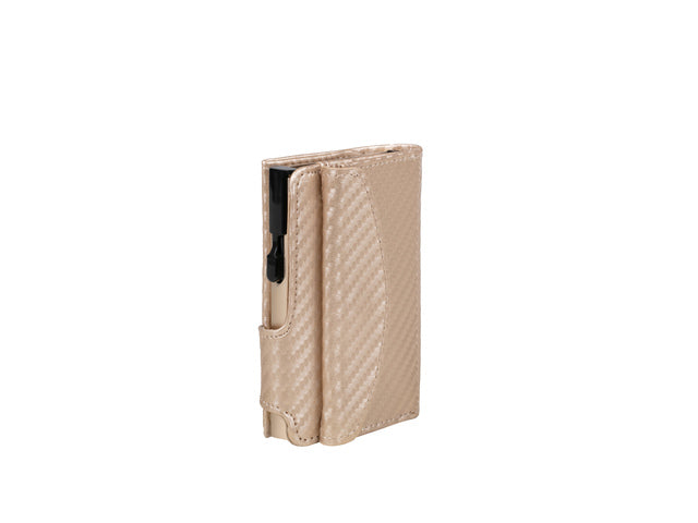 Pasjeshouder Clicksafe Kunstleer Carbon Champagner RFID