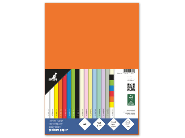 Känguru-Papier, A4, 160 Gramm, Packung mit 50 Blättern, Orange