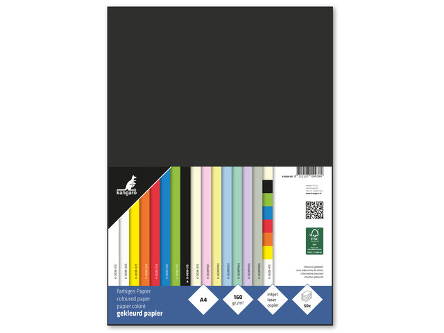 Papier Kangaro A4 160 grams pak à 50 vel zwart
