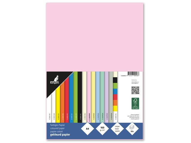 Papier Kangaro A4 160 gram pastelroze pak 50 vel