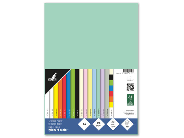 Papier Kangaro A4 160 gram pastelgroen pak 50 vel