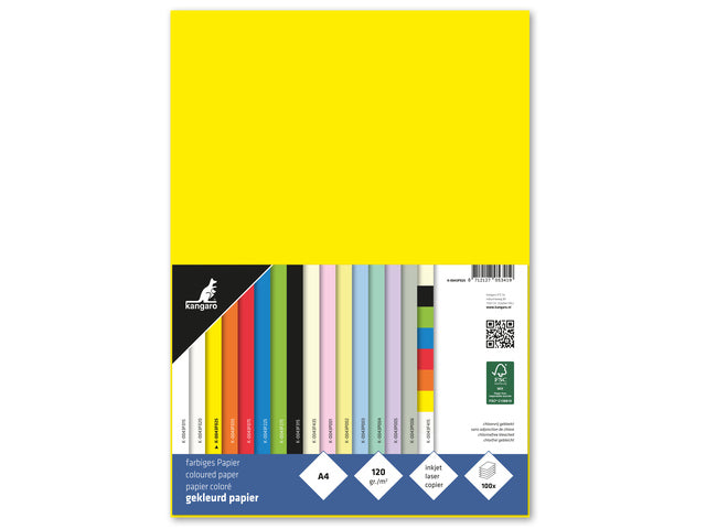 Papier Kangaro A4 120 gram pak à 100 vel geel