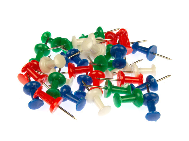 Stecknadel-Känguru. Doosje traf 40 Stück in 4 Farben: Rot, Grün, Blau und Weiß.