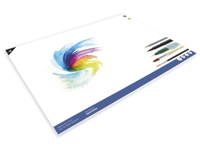 Aquarelpapier Kangaro blok A2 300 gram 12 vel roomwit, 3 zijden verlijmd