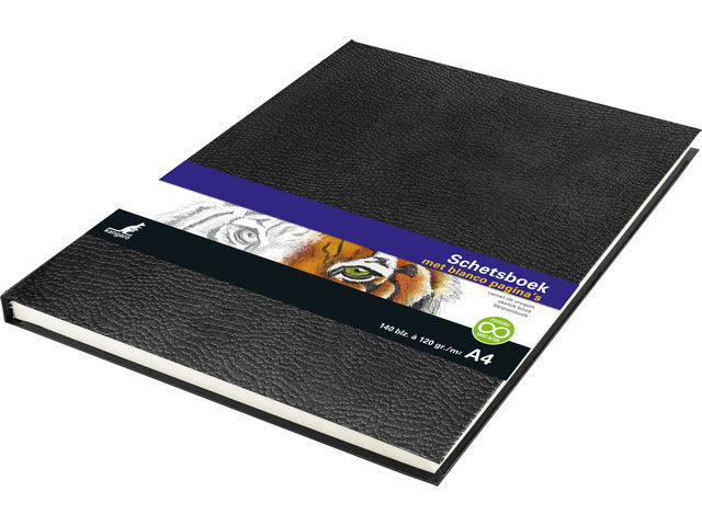 Schetsboek Kangaro A4 creme 120 grams blanco papier, 140 blz harde kaft opdruk jargon, zwart