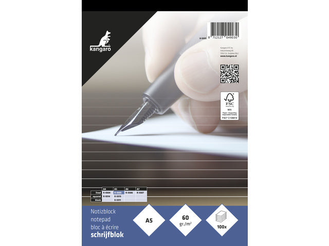 Schreibblock Kangaro A5, 60 Gramm, 100 Blatt