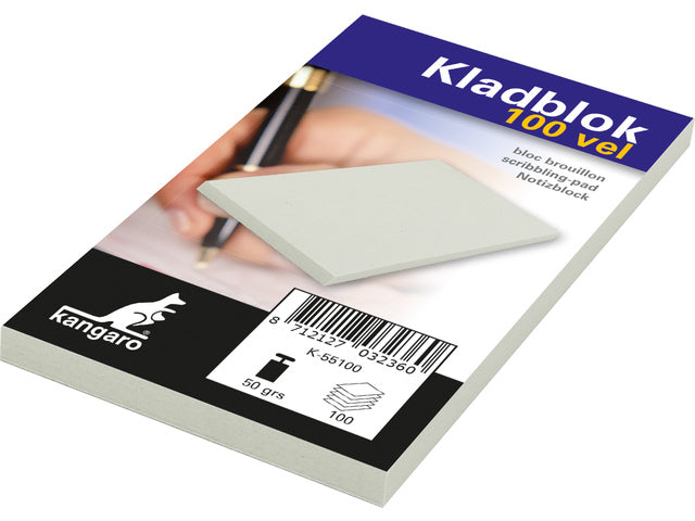Kladblok Kangaro 6,75cm x 11,0cm 100 vel, krimp à 50 stuks