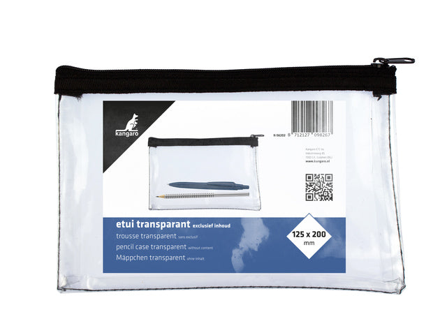 Etui Kangaro transparent 125x200mm schwarz rits