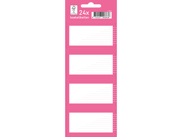 Boeketiket Kangaro 24 etiketten 6 gesloten van 4 stuks roze