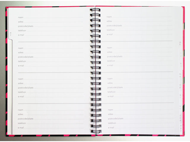 Adresboek Kangaro A5 hardcover, spiraal, 80 pagina's