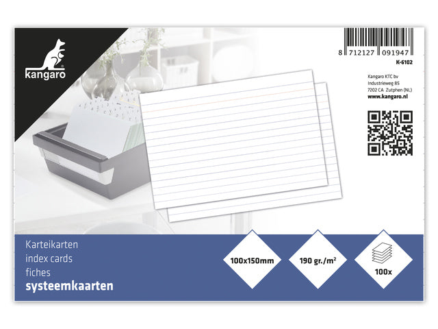 Systemkarte Kangaro 100x150mm, 190 Gramm, Packung mit 100 Vel