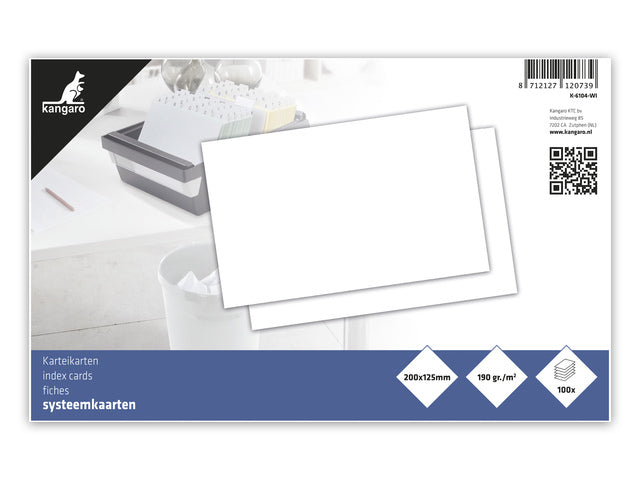 Systemkarte Kangaro 125 x 200 m, weiß, 190 Gramm, Packung mit 100 Vel