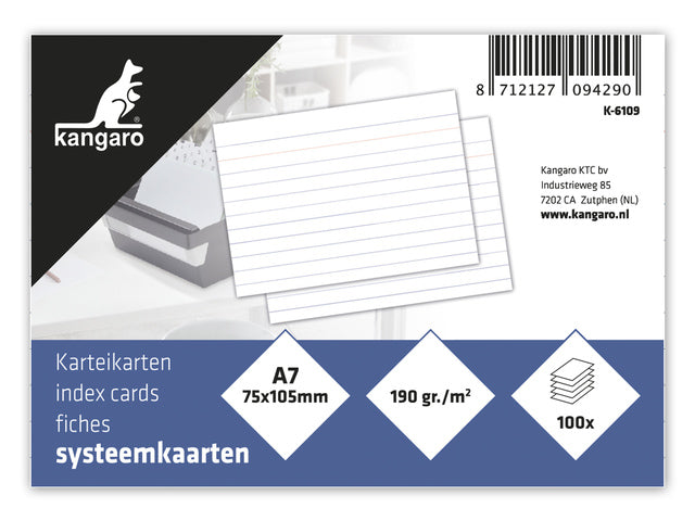 Systemkarte Kangaro A7 75x105mm, 190 Gramm, Packung mit 100 Vel