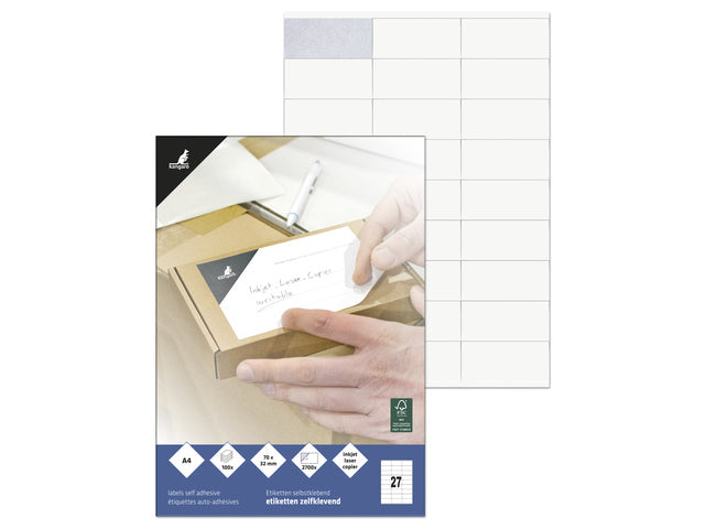 Etiket Kangaro ILK 70x32mm doos à 100 Vel 27 Etiketten pro A4 Vel