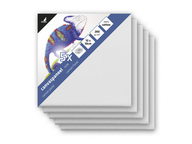 Canvaspaneel Kangaro 10x10 cm set 5 stuks 3mm plaat 280gr katoen 3x geprepareerd