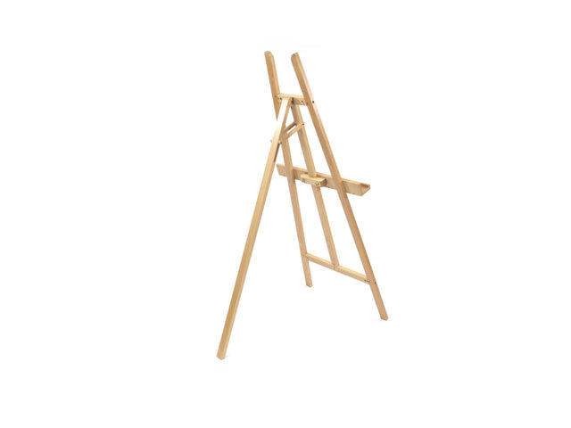 Atelier ezel Kangro voor doeken van 4,9 cm dik. Beukenhout. Dienblad 56x5cm. Ezel 61x151x90cm (b/h/d)