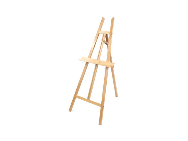 Atelier ezel Kangro voor doeken van 4,9 cm dik. Beukenhout. Dienblad 56x5cm. Ezel 61x151x90cm (b/h/d)