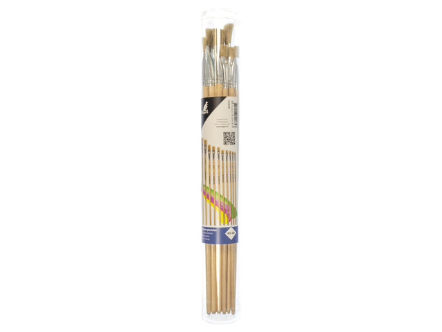 Lyonse Penselen Kangaro Koker mit 10 Penselen #2-20 Gelakt aus Holz