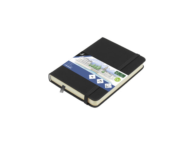 Buch Kangaro, A6, schwarz, PU, Hardcover, 80 Blatt, 140 Gramm, raumweißes Papier mit elastischem und fusselfreiem Papier