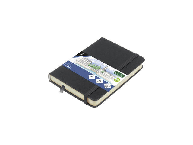 Schetsboek Kangaro A6 koudgrijs PU HC 80 vel 140gr roomwit met elastiek en lint