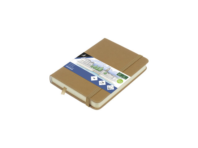 Schetsboek Kangaro A6 Taupe PU HC 80 Vel 140gr Raumweiß mit Elastik und Flusen