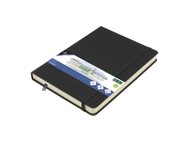 Schetsboek Kangaro A5 schwarz PU HC 80 Blatt 140gr Raumweiß mit Elastik und Flusen