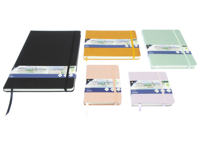 Schetsboek Kangaro A5 schwarz PU HC 80 Blatt 140gr Raumweiß mit Elastik und Flusen