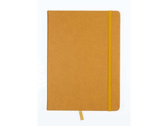Schetsboek Kangaro A5 okergeel PU HC 80 blad 140gr roomwit met elastiek en lint