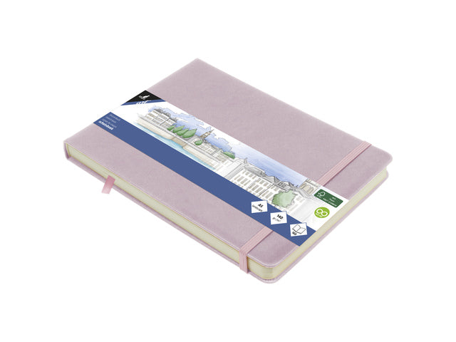 Schetsboek Kangaro A5 Querformat Violett PU HC 80 Blatt 140gr Raumweiß mit Elastik und Flusen