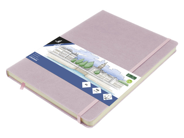 Schetsboek Kangaro A4 violett PU HC 80 Blatt 140gr Raumweiß mit Elastik und Flusen