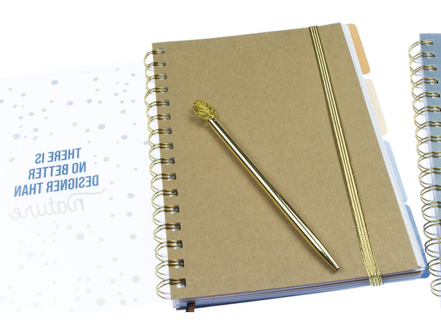 4-in-1 notitieboek A5 Naturel krimp van 2 stuks. Gelinieerd, 300 pagina's 80 grams papier